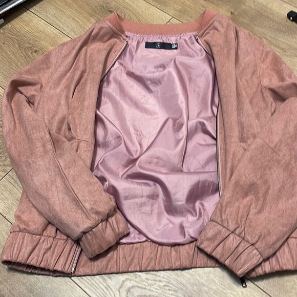 Missguided Jacket Rose/Tan Color Front Zip - Picture 5 of 7